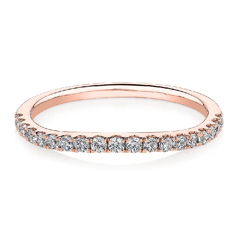 Silver Wedding Rings for Men-Curved wedding or eternity band in 10 carat rose gold