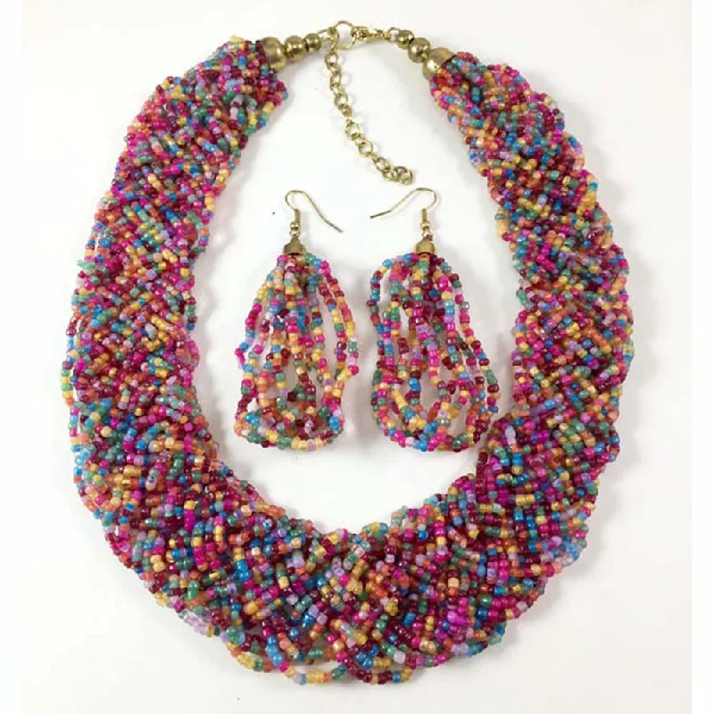 Affordable Necklaces for Women-Multi Seed Bead Set Necklace Set