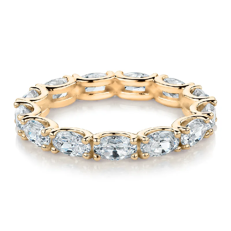 Simple Gemstone Rings-All-rounder eternity band with 2.94 carats* of diamond simulants in 10 carat yellow gold