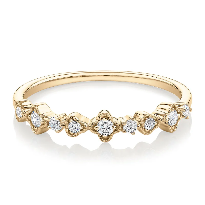 Fashion Rings for Teens-Wedding or eternity band with diamond simulants in 10 carat yellow gold