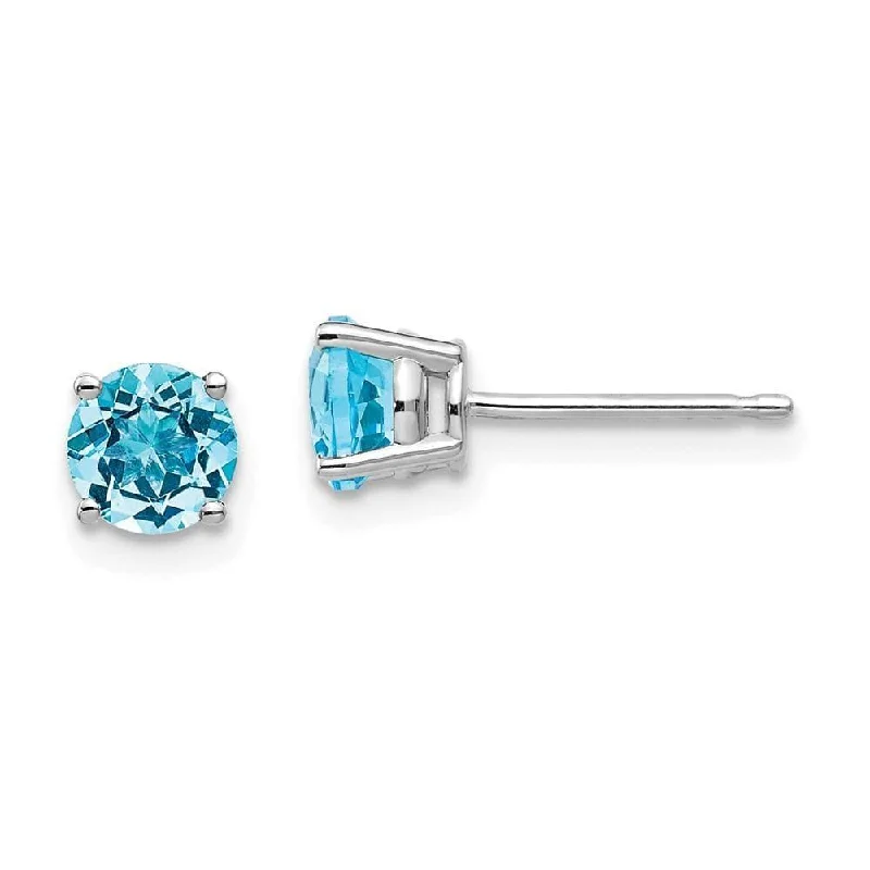 Beautiful Crystal Earrings-14k White Gold 5mm Blue Topaz Earrings