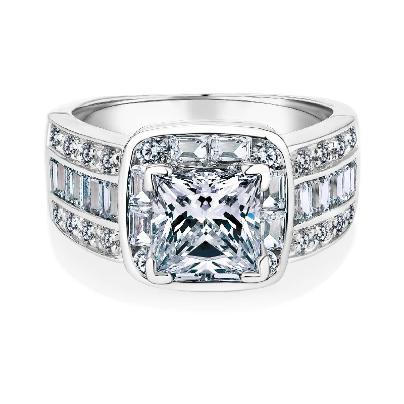 Luxury Platinum Engagement Rings-Dress ring with 3.6 carats* of diamond simulants in 10 carat white gold