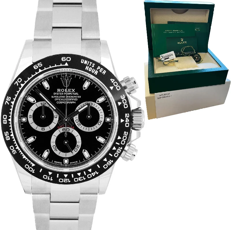 Sports Watches with GPS-NEW NOV. 2022 Rolex Daytona Cosmograph Black Ceramic Steel 40mm Watch 116500 LN