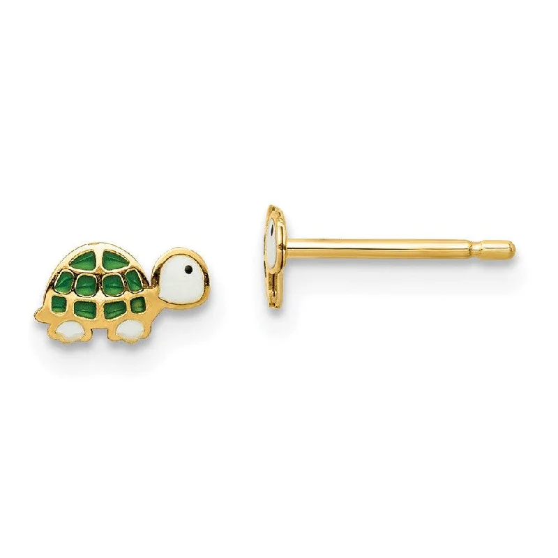 Bright Silver Earrings-Madi K Kid's 14k  Enamel Turtle Post Earrings