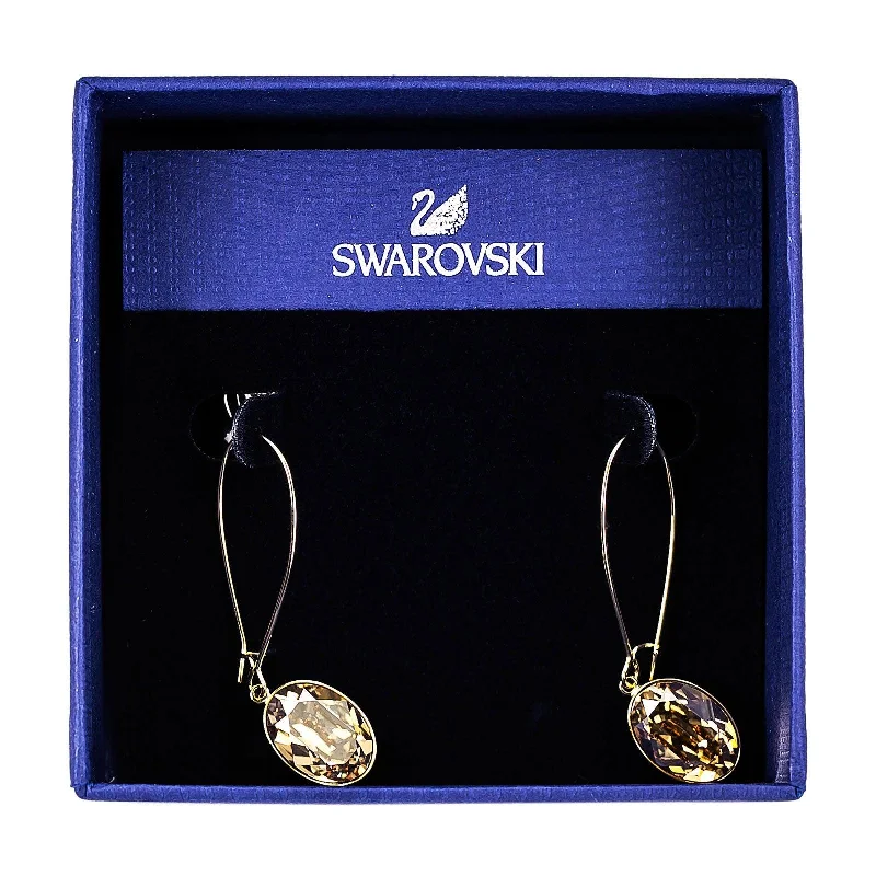 Funky Dangle Earrings-Swarovski Women's Puzzle Golden Shadow Crystal Pierced Earrings, 1-3/4" Size | 1120290