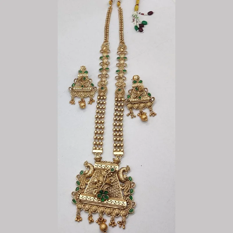 Elegant Bridal Necklaces-Manisha Jewellery Gold Plated Pota Stone Necklace Set