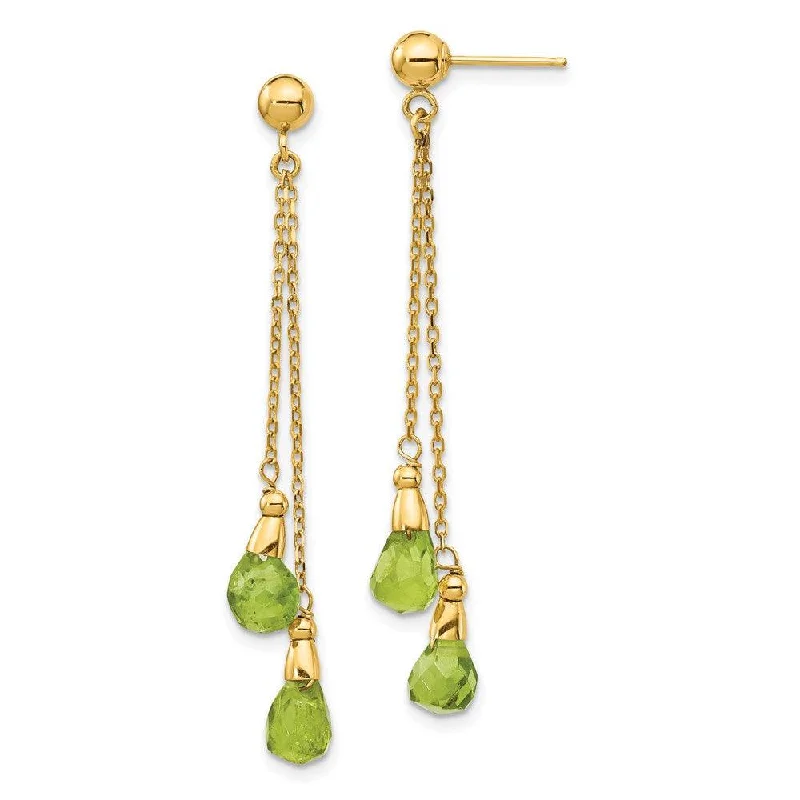 Round Earrings for Women-14k Peridot Dangle Earrings