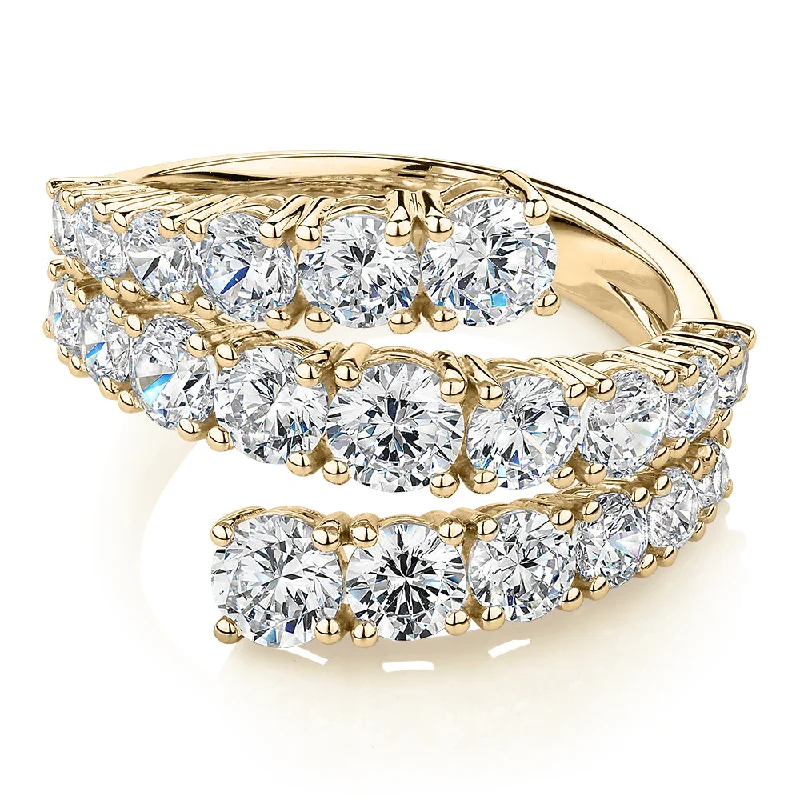 Oval Diamond Rings-Dress ring with 3.2 carats* of diamond simulants in 10 carat yellow gold