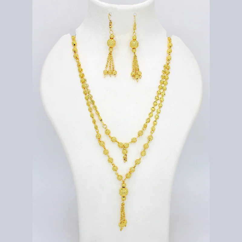 Handmade Necklaces Online-Mahavir Dye Gold Long Necklace Set