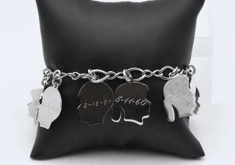 Personalized Friendship Bangles-Vintage Sterling Silver Charm Bracelet