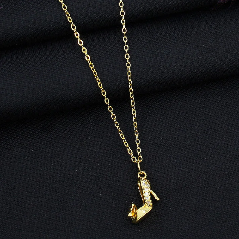 Minimalist Pendant Necklaces-Mahavir Gold Plated Pandora Cinderella Slipper Charm Necklace