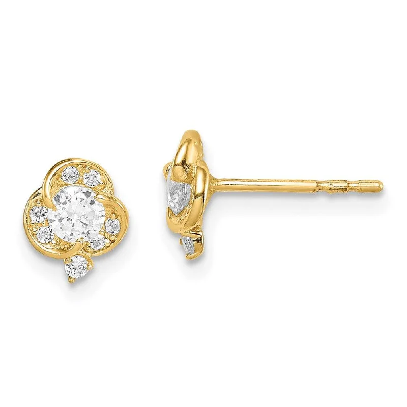 Elegant Round Earrings-Madi K Kid's 14k  CZ Flower Post Earrings