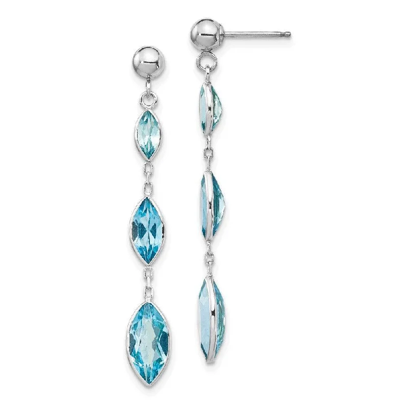 Artistic Drop Earrings-14K WG Blue Topaz Post Earrings