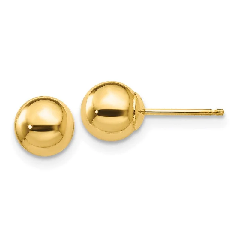 Gold-Plated Earrings for Women-14k Polished 6mm Ball Post Earrings