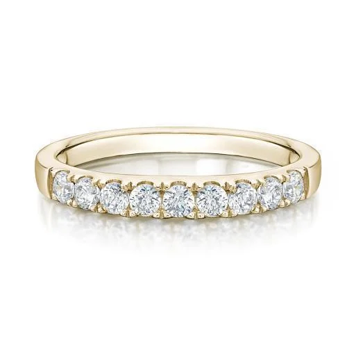 Bohemian Style Rings-Wedding or eternity band with 0.54 carats* of diamond simulants in 14 carat yellow gold