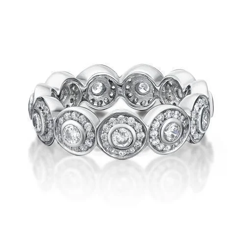 Fashion Rings for Teens-Fancy Bezel Set All-Rounder Band in 10ct White Gold