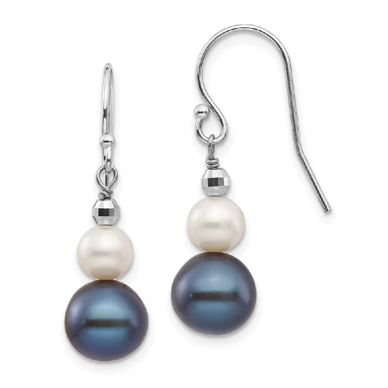 Bohemian Earrings for Festivals-14K White Gold 6-9mm Semi-round FWC Pearl Graduated Dangle Earrings