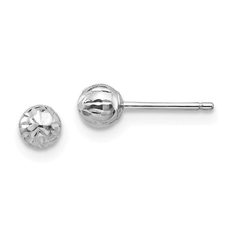 Designer Drop Earrings-Madi K Kid's 14K White Gold  Diamond Cut 4M Ball Post Earrings