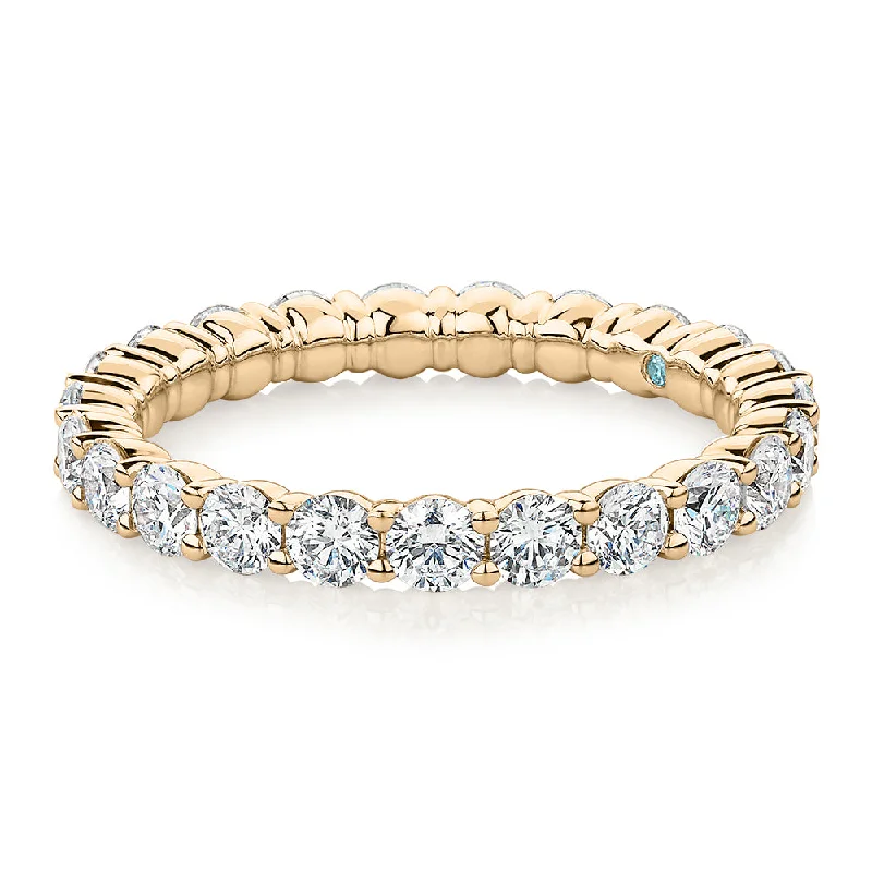 Round Diamond Engagement Rings-Premium Lab-Grown Diamond, 1.86 carat TW round brilliant all-rounder wedding or eternity band in 14 carat yellow gold