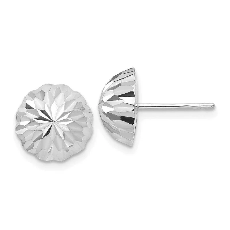 Chic Silver Stud Earrings-14k White Gold Polished & Diamond-Cut Half Ball Post Earrings