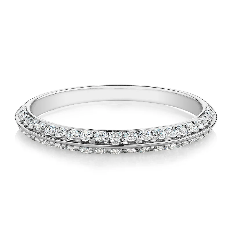 Custom Heart-Shaped Rings-Wedding or eternity band with 0.35 carats* of diamond simulants in 14 carat white gold