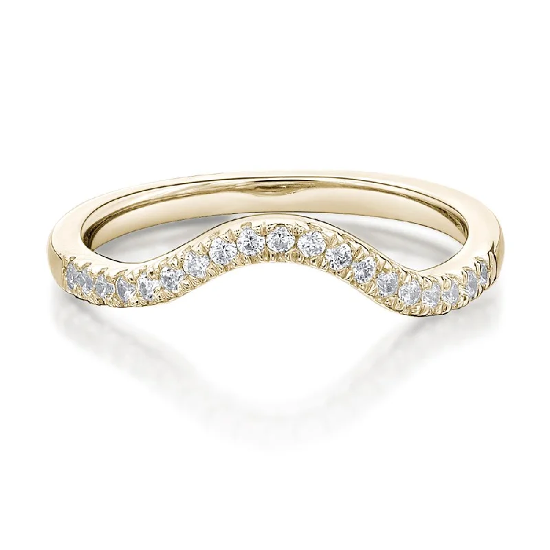 Sapphire Engagement Rings-Curved wedding or eternity band in 14 carat yellow gold