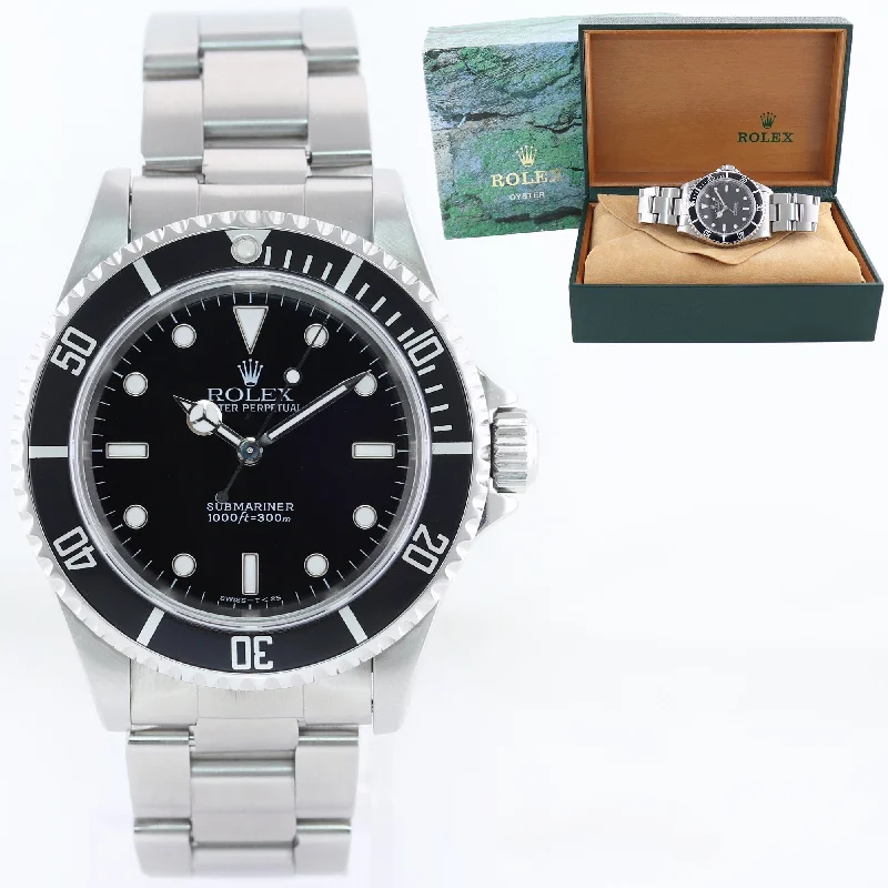 Waterproof Sports Watches-Copy of Rolex Submariner No-Date 2 line Tritium dial 14060 Steel Black 40mm Watch Box