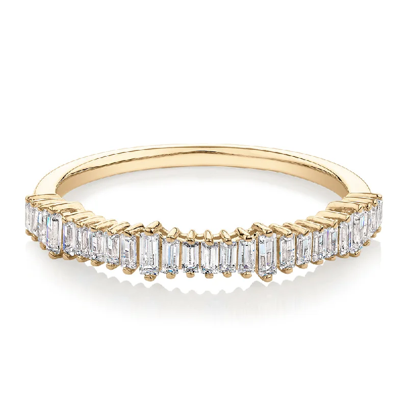 Stylish Gemstone Rings-Wedding or eternity band with 0.48 carats* of diamond simulants in 10 carat yellow gold