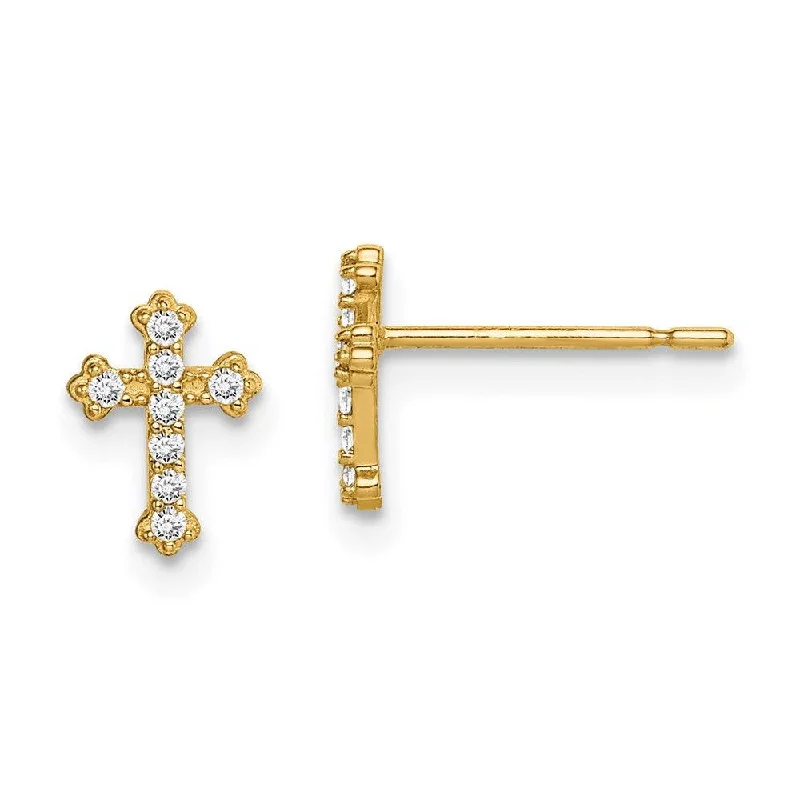 Elegant Stud Earrings-Madi K Kid's 14k  CZ Cross Post Earrings