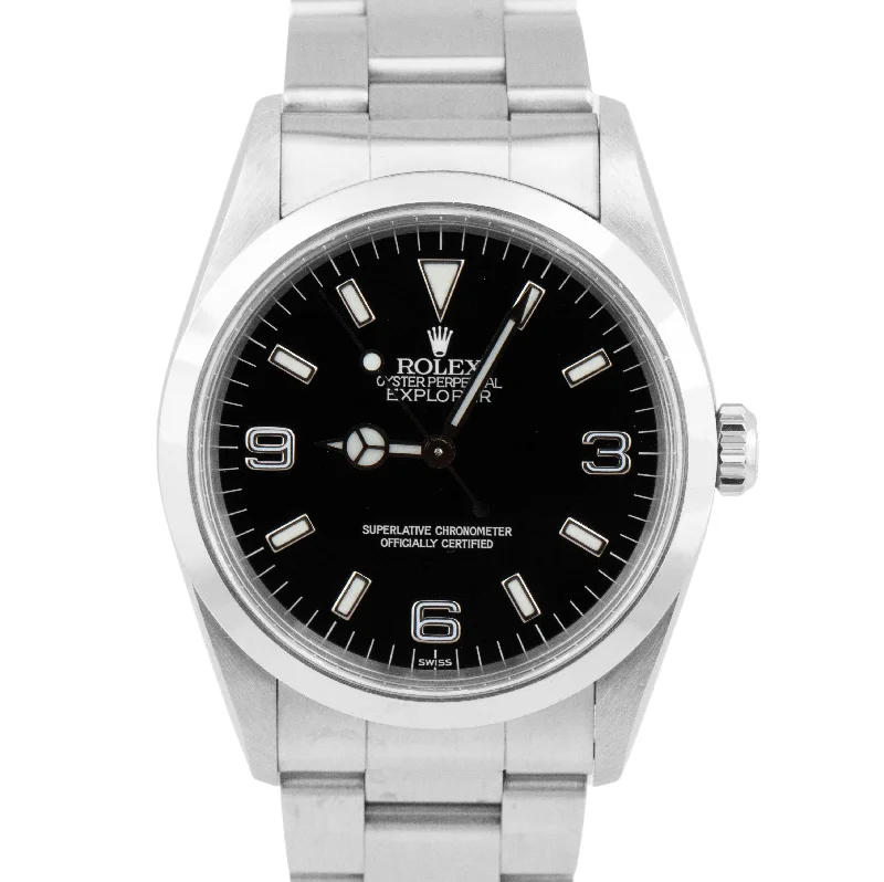 Stylish Watches with Gemstones-UNPOLISHED Rolex Explorer I Black 36mm Steel Swiss Only Oyster Watch 14270