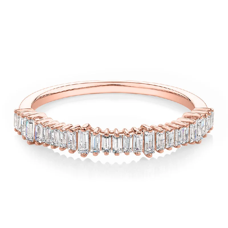 Silver and Diamond Rings-Wedding or eternity band with 0.48 carats* of diamond simulants in 10 carat rose gold