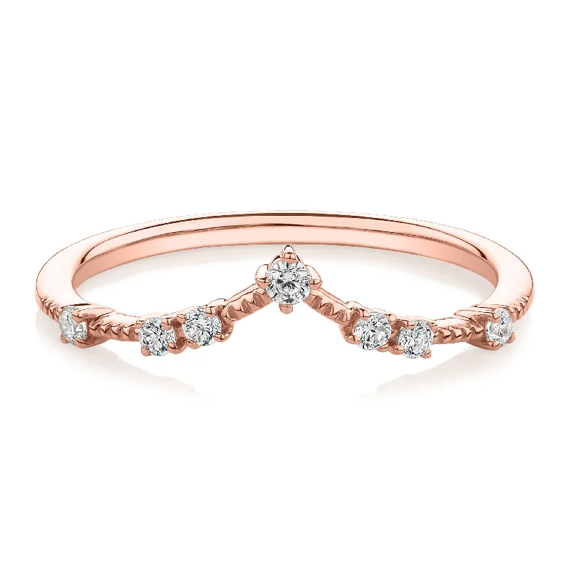 Sterling Silver Engagement Rings-Wedding or eternity band with diamond simulants in 14 carat rose gold