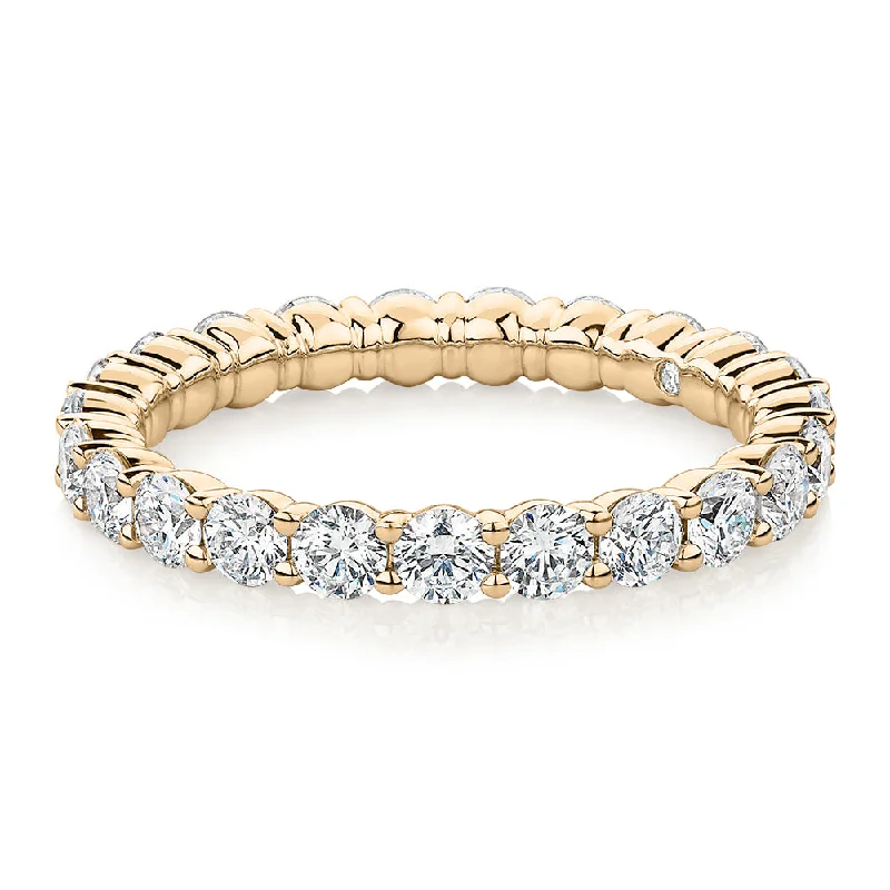 Double Band Wedding Rings-Premium Lab-Grown Diamond, 1.86 carat TW round brilliant all-rounder wedding or eternity band in 18 carat yellow gold