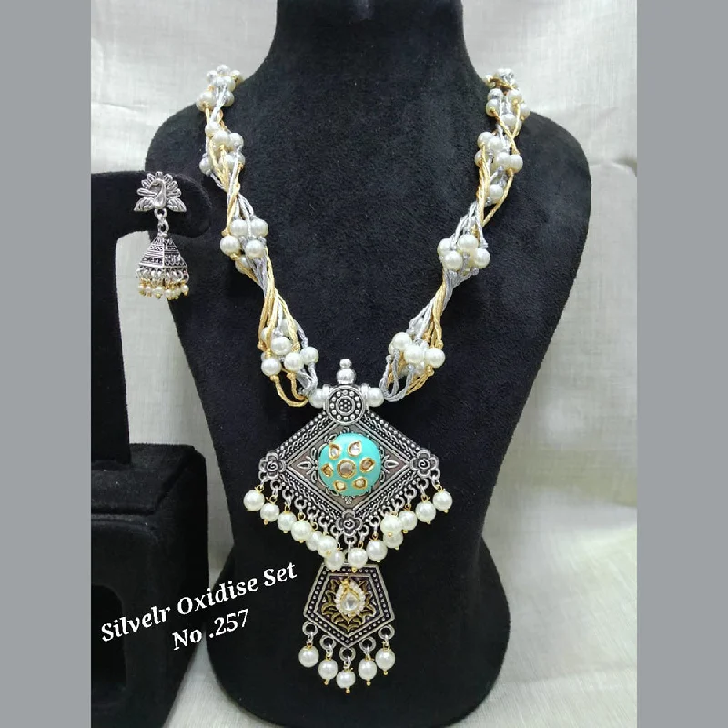 Fashionable Rope Necklaces-Jyoti Arts Oxidised Plated Long Necklace Set