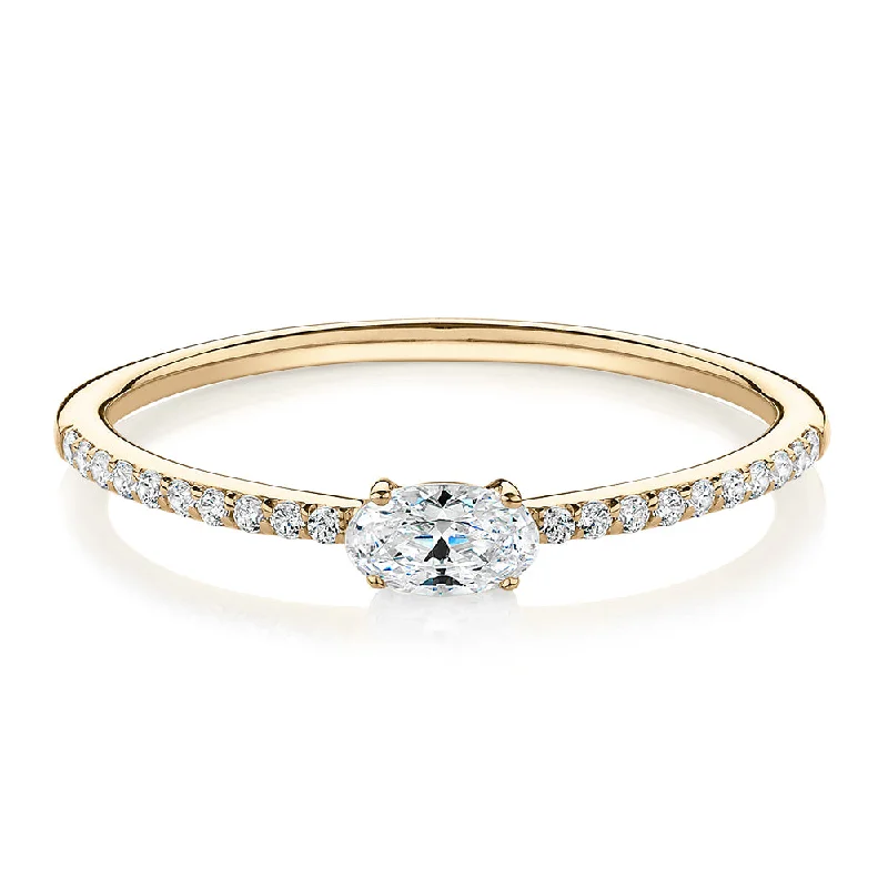 Dainty Engagement Rings-Dress ring with 0.31 carats* of diamond simulants in 10 carat yellow gold