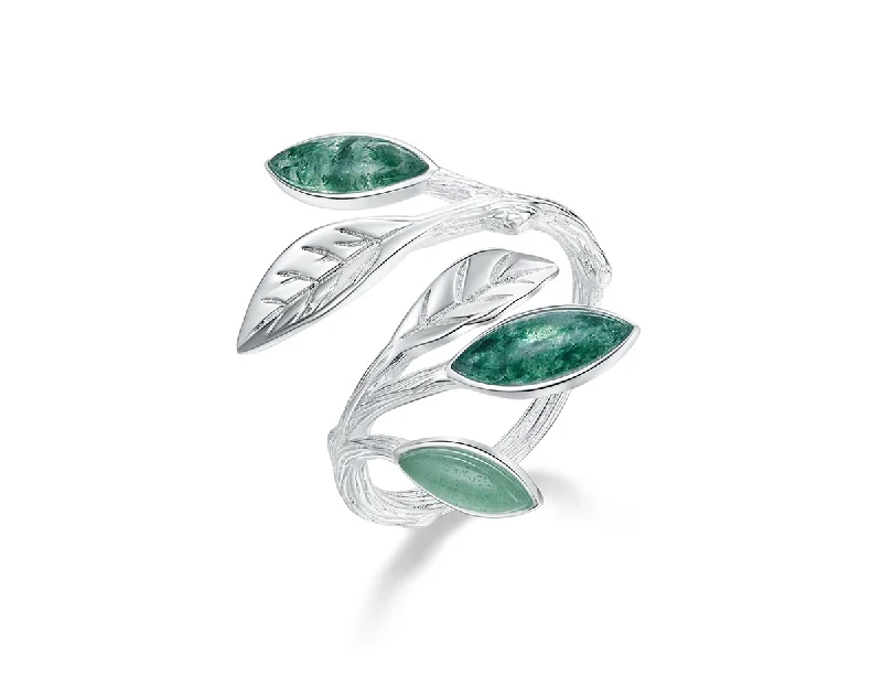 Wedding Rings with Diamonds-Spring in the Air Leaves Ring