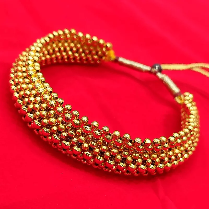 Unique Personalized Necklaces-Pooja Bangles Gold Plated Pearl Choker Necklace Set