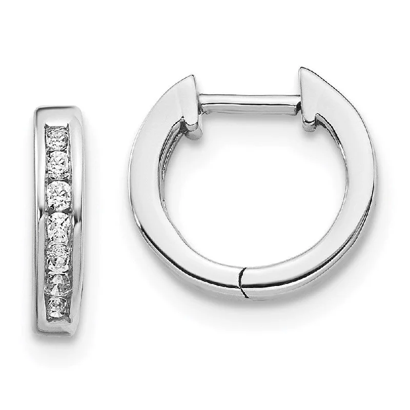 Funky Dangle Earrings-14K White Gold Diamond Hinged Hoop Earrings