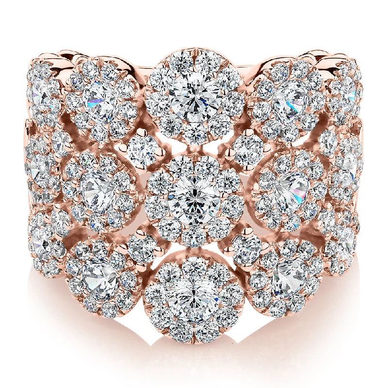 Sapphire Diamond Rings-Celeste Dress ring with 2.86 carats* of diamond simulants in 10 carat rose gold