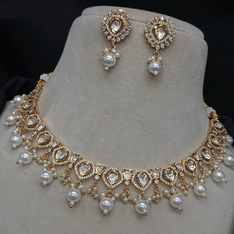 Unique Personalized Necklaces-Amoliya Jewels Brass Polki Kundan Designer Necklace Set