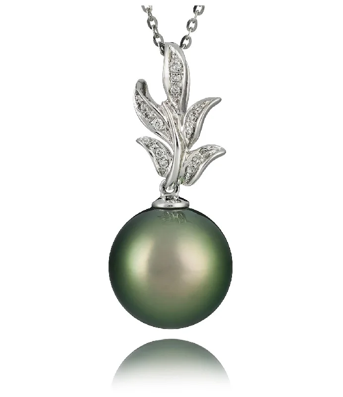 Luxury Necklaces with Diamonds-Flora Tahitian Pearl Necklace with Diamonds