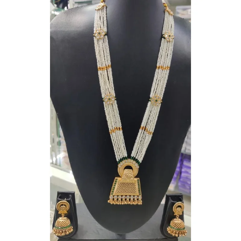 Elegant Diamond Necklaces-Akruti Collection Gold Plated Long Necklace Set