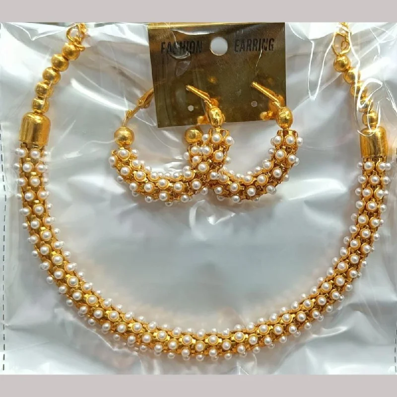 Crystal Flower Necklaces-Kavita Art Gold Plated Pearls Necklace Set