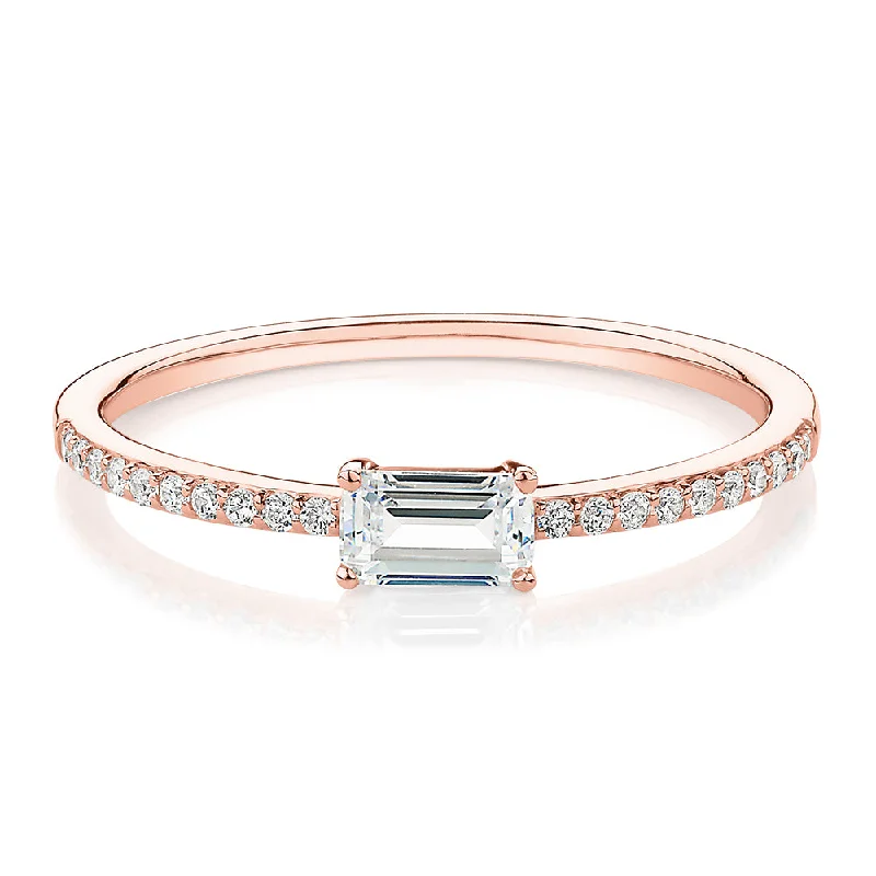 Classy Wedding Rings-Dress ring with 0.39 carats* of diamond simulants in 10 carat rose gold