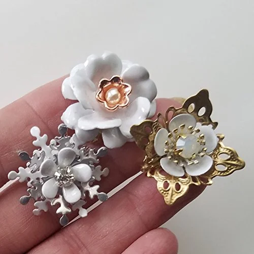 Classic Vintage Brooch for Collectors-Tiny Mini White Brooch (set of 3)