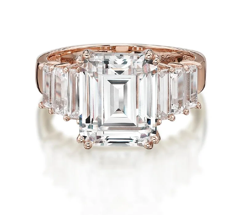 Customized Engagement Rings-Dress ring with 6.97 carats* of diamond simulants in 10 carat rose gold