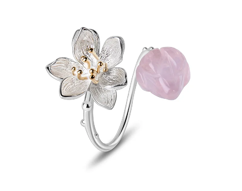 Birthstone Rings for Women-Lotus Whispers Ring II