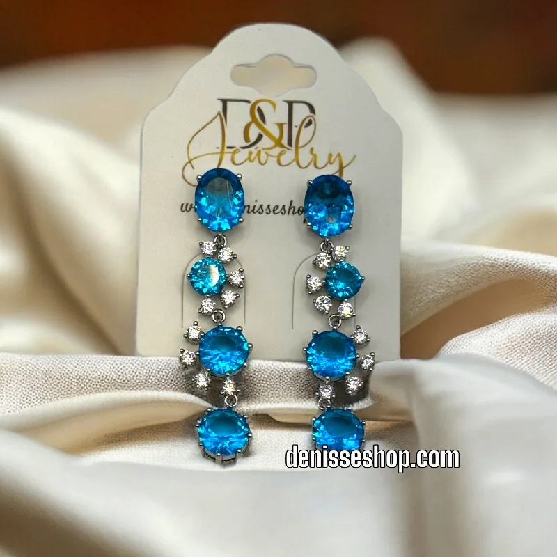 Multi-Tone Earrings-SILVER BLUE ELEGANT EARRINGS E416