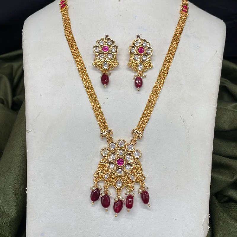 Modern Gold Necklaces-Amoliya Jewels Gold Plated Polki Kundan Necklace Set