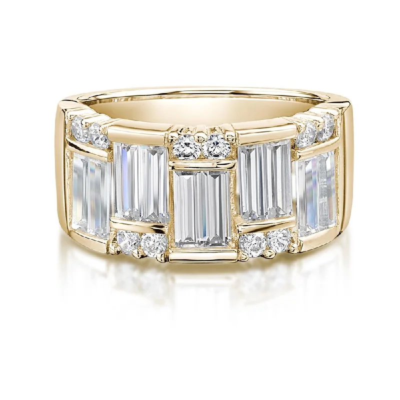 Stackable Rings for Women-Dress ring with 3.3 carats* of diamond simulants in 10 carat yellow gold